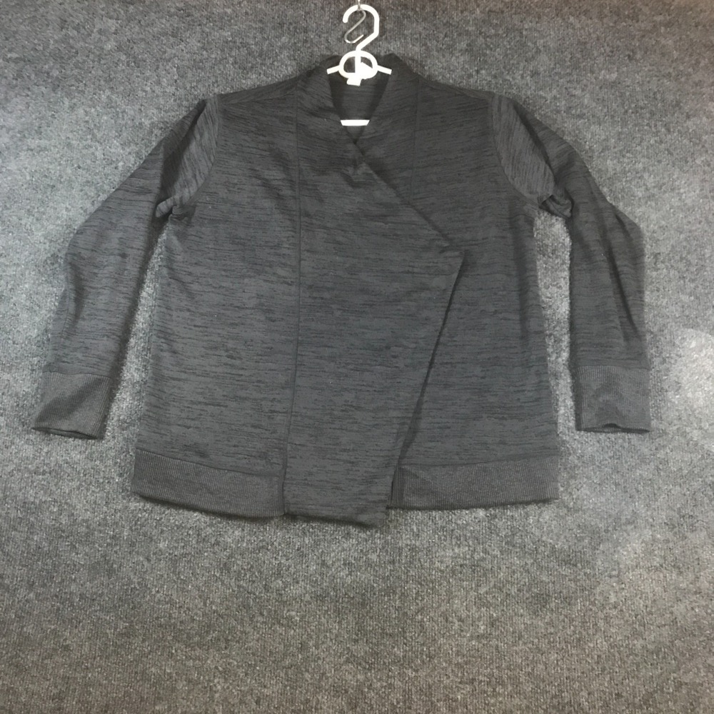 Athleta Wrap Cardigan Girls XL 14 Gray Good Asymmetric Draped Thumbhole 377483